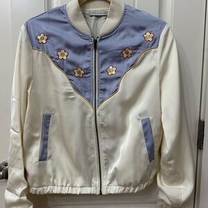 Miss Sparkling Floral Embroidered Western Satin Jacket Small Anamae Rockabilly